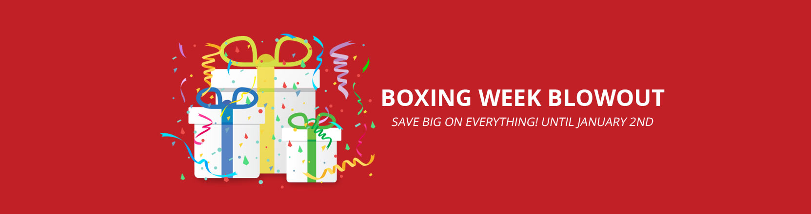 BOXING WEEK BLOWOUT - SAVE BIG ON EVERYTHING! Until January 2.