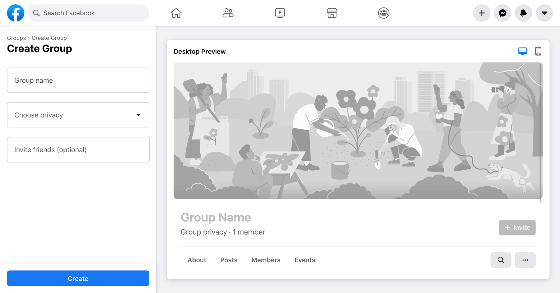 Create a Facebook group
