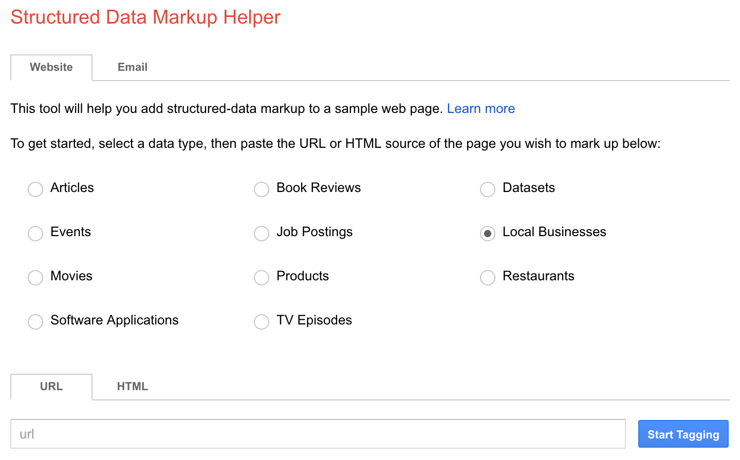 Structured Data Markup Helper